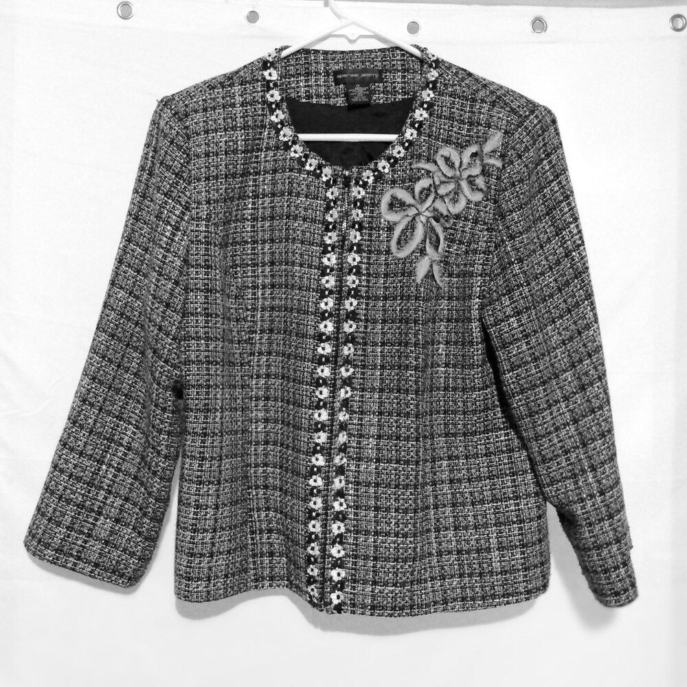 Spenser Jeremy Embellished Tweed Jacket 14 Cottagecore Parisian Chic Elegant - Picture 2 of 5